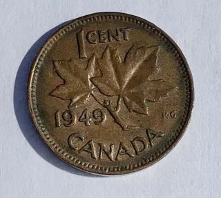 1949 Canadian Small Cent ‘a’ Points To Denticle Canada Rare George Vi Penny Bin