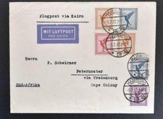 Germany Via Egypt To South Africa 1932 Eagles On Rare Airmail Flight Cover.  Look