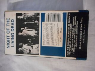 Night of the Living Dead VHS RARE 1989 United American Video NO.  74 Horror VG 2