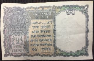 India 1 Rupee 1940 P 25 KGVI Higher Grade Rare Green Serial Number 2