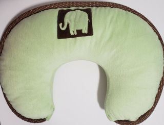 Boppy Pillow With Green And Brown Elephant With Removable Slipcover Rare