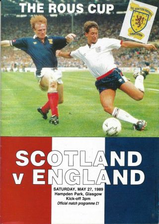 1989 Scotland V England The Rous Cup Rare