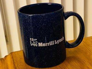 Merrill Lynch Logo Mug Cup Blue Speckled Speckles Rare
