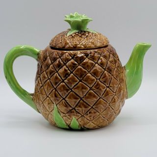 Rare Vintage Cobbs Florida Fruit Market Pineapple Tea Pot.  Tiki Mid Century 7” 2