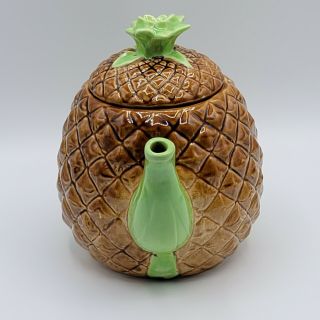 Rare Vintage Cobbs Florida Fruit Market Pineapple Tea Pot.  Tiki Mid Century 7” 3
