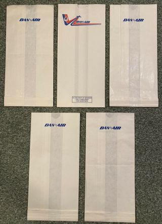 5 Vintage Rare Collectable Dan Air Airline Sick Bags