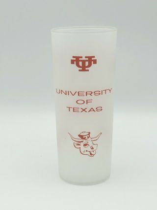 Rare Htf Vintage University Of Texas Longhorns 6 1/2 " Frosted High Ball Glass