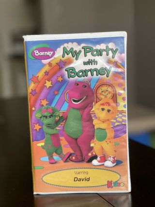 My Party With Barney Starring David Rare Oop Custom Vhs Video Kideo