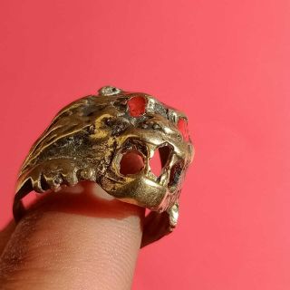 Extremely Ancient Rare Bronze Ring Lion Head Roman Legionary Artifact Authentic 2