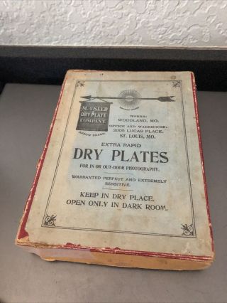 Rare Antique M.  A.  Seed Dry Plate Glass Plate Negatives Box & 9 Images
