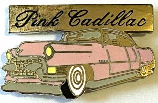 Elvis Presley - Pink Cadillac - Og Shaped Studded Enamel Metal Pin Badge Rare
