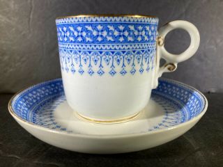 Rare Antique Royal Worcester 19th Century Demitasse Cup And Saucer