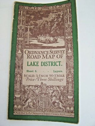 Rare Vintage 1913 Ordnance Survey Half Inch Lake District (cloth)