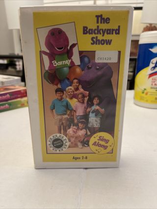 Barney - The Backyard Show (vhs,  1992) Purple Dinosaur Kids Rare Rental Box