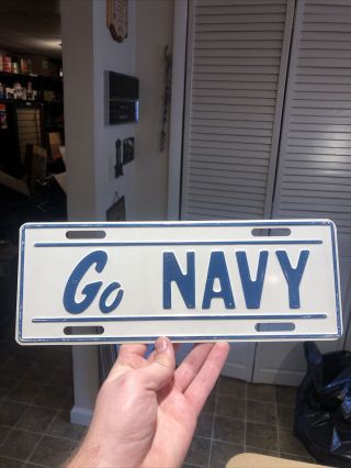 Rare 1960s United States Navy “go Navy” Embossed Booster License Plate