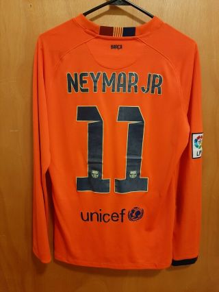 Neymar Jr Fc Barcelona Away Jersey 2014/15 Long Sleeve Rare Small