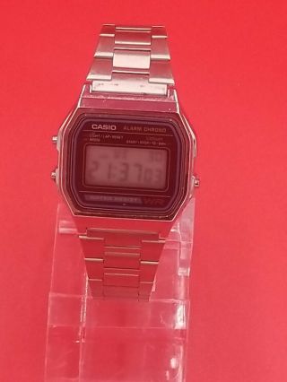 Vintage Rare Casio 593a - 158w Alarm Chronograph Stainless Steel Mens Watch