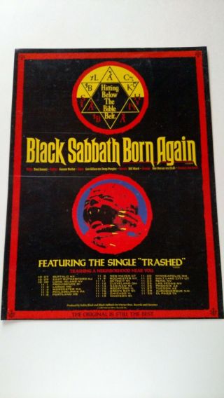 Black Sabbath Born Again " Trashed " 1983 Rare Print Promo Poster Ad