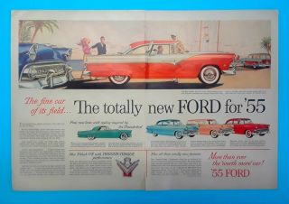 1955 Ford Thunderbird Rare Huge Vintage 1954 Centerfold Promo Poster Fairlane
