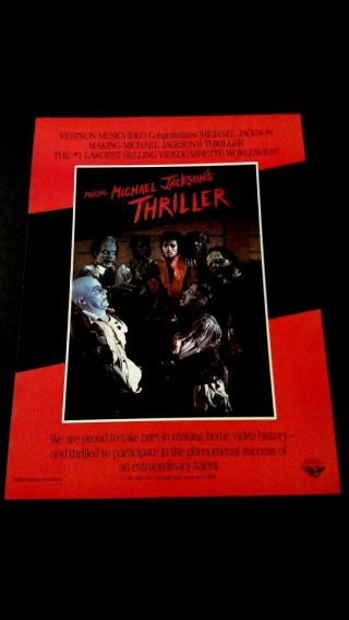 Michael Jackson " Thriller " (1983) Rare Print Promo Poster Ad