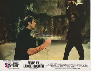 James Bond Live And Let Die Rare French Lobby Photo Roger Moore Yaphet Kotto