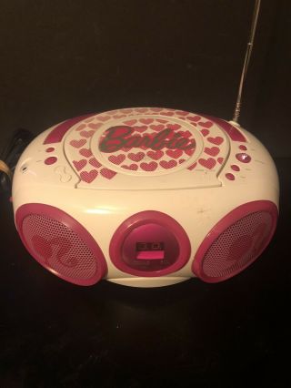 2010 Mattel Barbie Cd Player Boombox Pink And White Rare And
