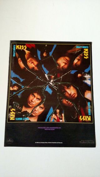 Kiss " Crazy Nights " (1987) Rare Print Promo Poster Ad