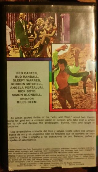 CUATRO ASES PARA PERDER.  RED CARTER,  BUD RANDALL,  BOYD.  RARE SPANISH VHS VIDEO 2