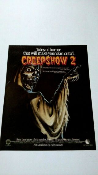 Creepshow 2 (1987) Rare Print Promo Poster Ad