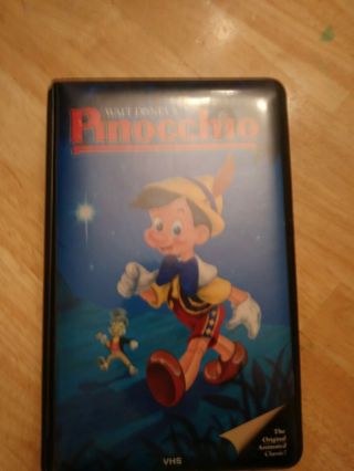 Walt Disney Pinocchio Vhs Black Diamond Black Puffy Clamshell Rare 1st Edition
