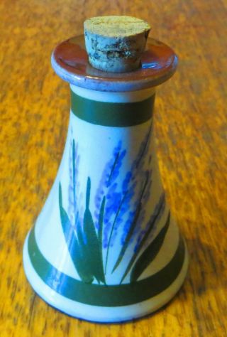 Rare Torquay Pottery Sweet Lavender Perfume Bottle With Cork Stopper