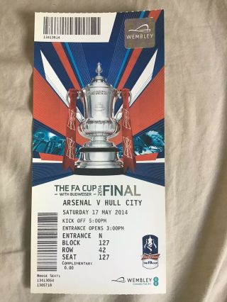Arsenal V Hull City 2014 Fa Cup Final Ticket,  Rare.