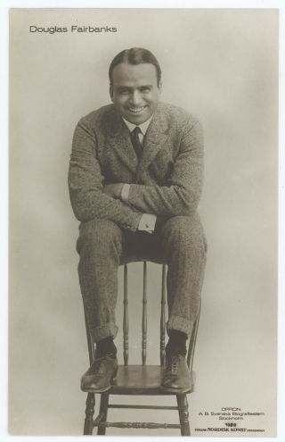 Silent Movie Actor Douglas Fairbanks Rare Swedish Postcard