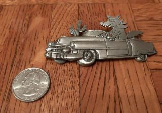Rare Signed Jj Vintage 1956 Cadillac Convertible / Wile E Coyote Pin " Pewter "