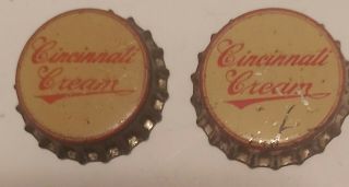 Two Rare " Cincinnati Cream " Beer Bottle Caps -