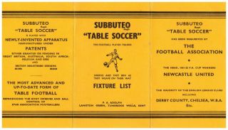 Subbuteo Set U: Yellow Fixture List Card Rare Football Accessories 1950 