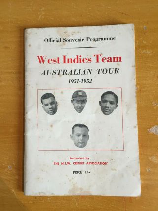 1951 - 1952 Rare West Indies Tour Programme To Australia Published By Nsw Ca