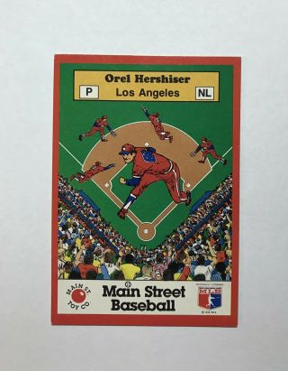 Rare Orel Hershiser 1989 Main Street Baseball Card Game W/ Bar Code Sticker