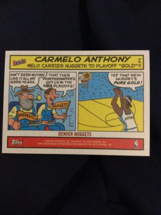 Carmelo Anthony Pack Fresh 2005 Bazooka Comic Rare Insert Raw Pure Gold Ungraded