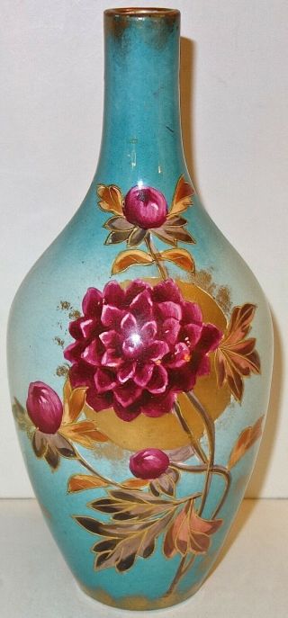 Rare Antique 9 - 1/4 " Royal Bonn Hand Painted Floral Ceramic Vase Nr