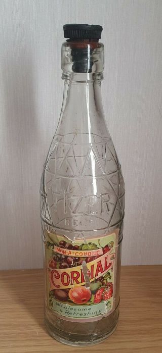 Rare Vintage Tizer Bottle With Label & Internal Screw In Lid