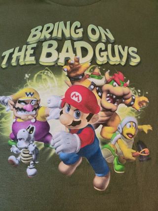 Vintage Rare 2007 Nintendo Mario " Bring On The Bad Guys " T - Shirt Sz 14/16