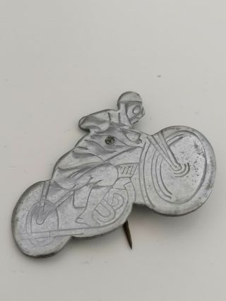 Collectable Vintage Pin Badges Very Rare Motorcycle Rider Silver Metal P&p