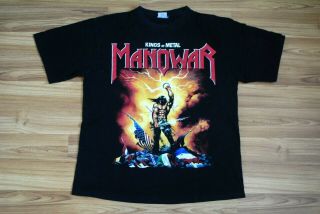 Vintage Manowar King Of Metal Short Sleeve Concert Rare T - Shirt Large
