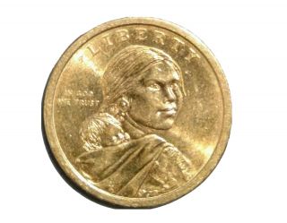 Sacagawea $1 Dollar U.  S.  " Gold Coin " (no Date On Front) Rare