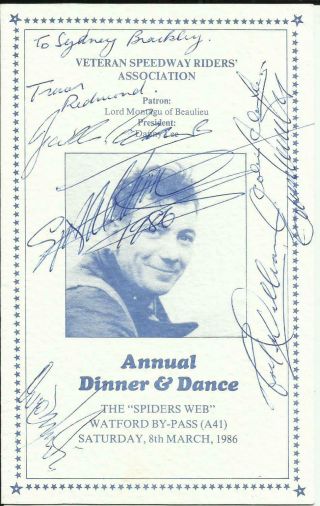 1986 Vsra Annual Dinner,  Programme/menu Originally Signed By 7 Riders,  Rare