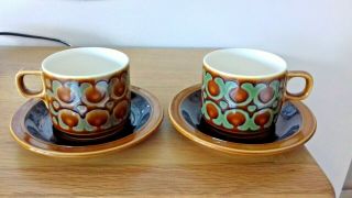 2 X Hornsea Bronte Cups & Saucers - 1977 - John Clappison - Very Rare