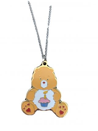 Vintage Children’s Care Bear Birthday Bear Pendant Chain Link Necklace 1983 Rare