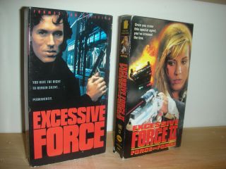 Excessive Force 1 & 2 Vhs 2 - Pack Rare Oop 1st Printing Sleaze Exploitation