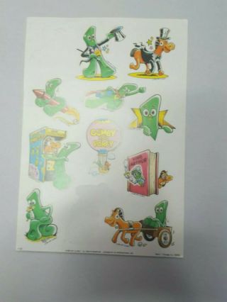 RARE VINTAGE GUMBY AND POKEY SELF ADHESIVE STICKERS 1 sheet 1983 3